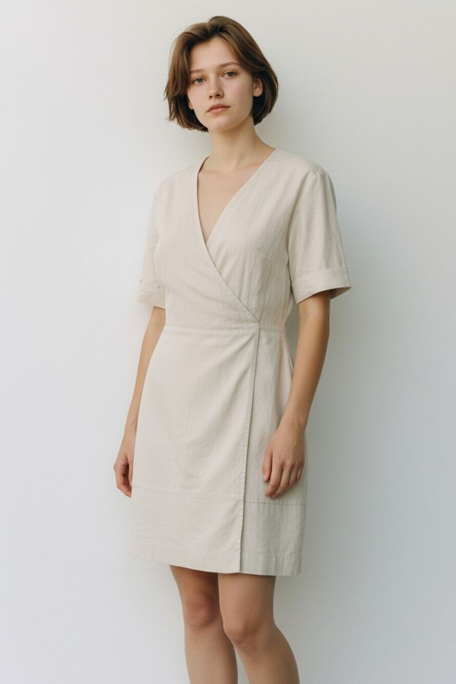 XS Cozy Earth Women's Coastal Comfort Wrap Dress Casual Linen Luxury Comfort